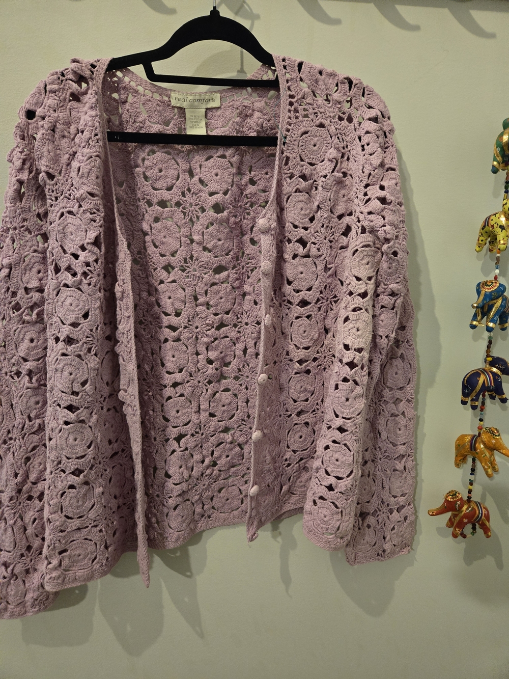 Chadwicks Lavender Crochet Openwork Cardigan